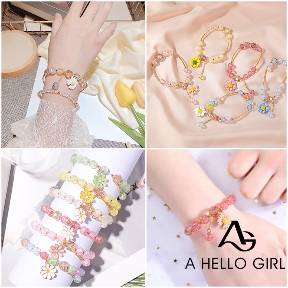A HELLO GIRL คริสตัลเดซี่ เกาหลี สร้อยข้อมือ ผู้หญิง สร้อยข้อมือ เครื่องประดับ ของขวัญ