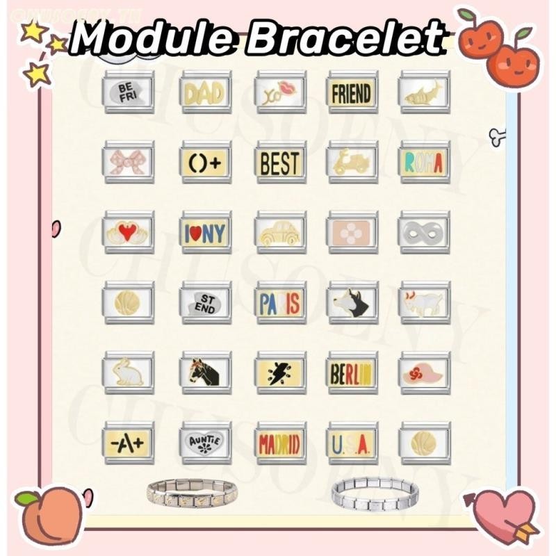 DIY ภาษาอิตาลี เสน่ห์ สร้อยข้อมือ ข้อต่อฟิตติ้ง 9 มม เครื่องประดับแฟชั่น สร้อยข้อมือ สเตนเลส สไตล์เรโทร DIY สําหรับวันวาเลนไทน์ italian charm links for bracelets