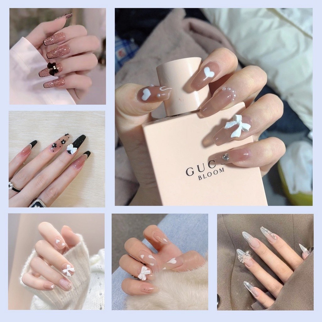เล็บปลอม พลอยเทียม 3D DIY พร้อมหินฝังเพชรเทียม และกาว ประหยัดเวลา สําหรับตกแต่งเล็บ 【24 ชิ้น】