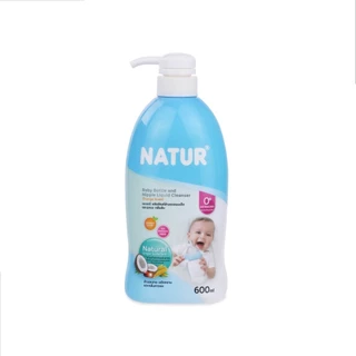 NATUR เนเจอร์ น้ำยาล้างขวดนม ผลิตภัณฑ์ล้างขวดนมและจุกนมเด็กกลิ่นส้ม 600 มล ขวดปั๊ม สูตรธรรมชาติ