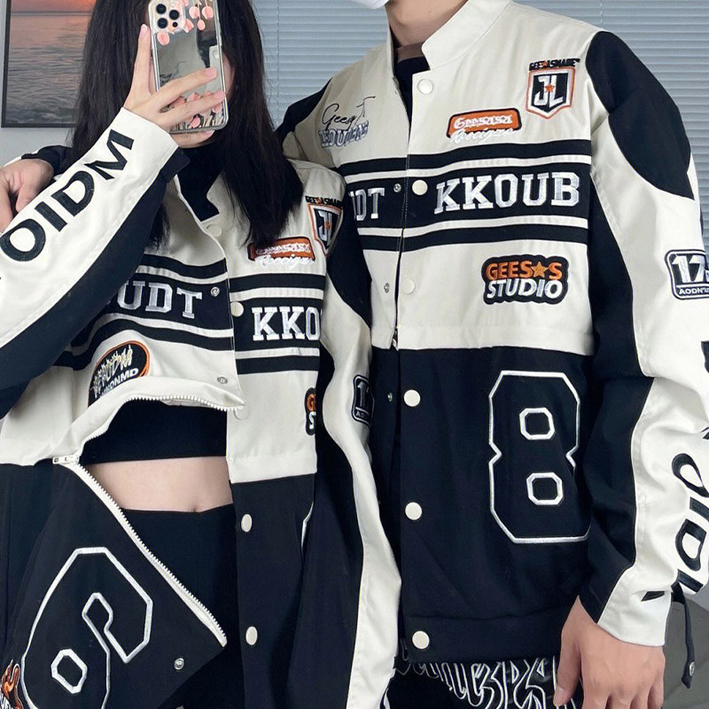 TLHGQ เสื้อแจ็กเก็ตเบสบอล แบบบาง ถอดออกได้ สไตล์เรโทร อเมริกัน สําหรับผู้ชาย และผู้หญิง