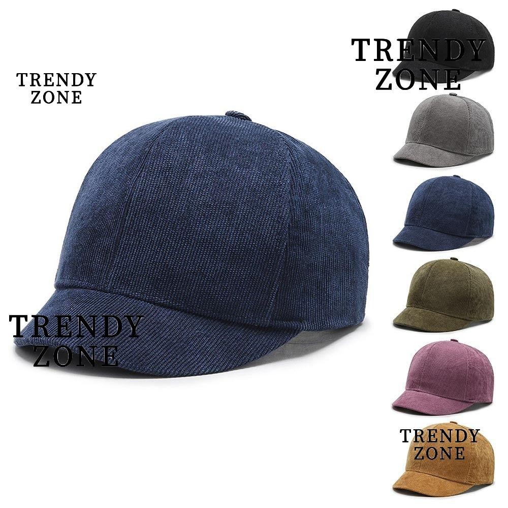 Trendyzone หมวกเบสบอล ปีกสั้น สีพื้น ปรับได้ สําหรับผู้ชาย