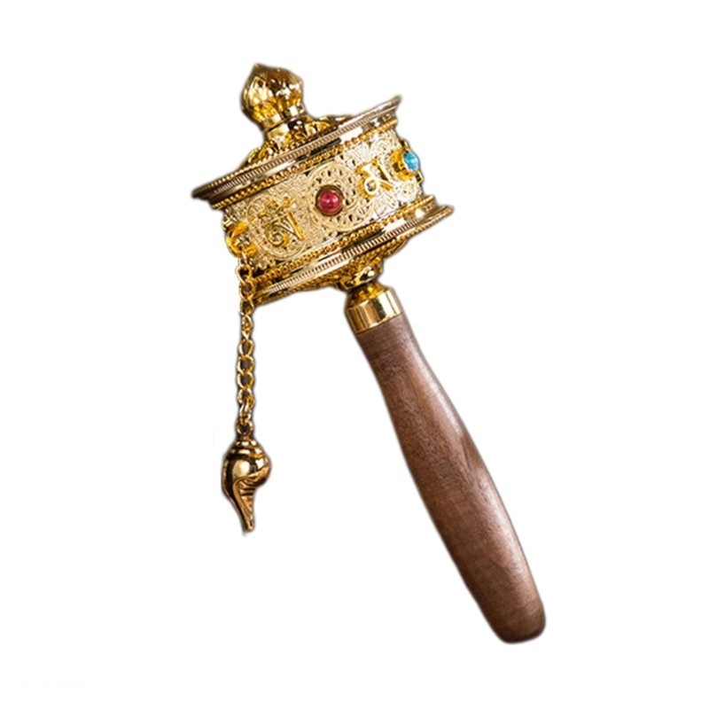 (ส่วนลดสูง) อุปกรณ์ทิเบต เนปาล Six Word Scriptions แกะสลัก Hand Cranking Swepts Bad Thing พุทธ