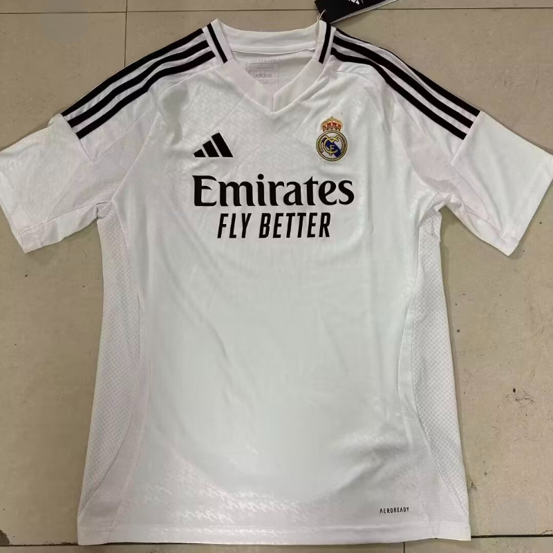 เสื้อกีฬาแขนสั้น ลายทีมฟุตบอล Real Madrid ทีมเหย้า 24-25 ไซซ์ S-XXL ชุดเหย้า สําหรับผู้ชาย