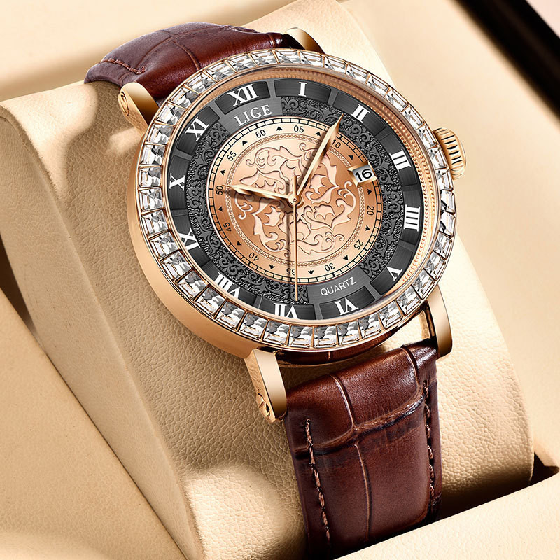 Lige Brand Watch LG89102 นาฬิกาข้อมือควอทซ์ กันน้ํา มีปฏิทิน สําหรับผู้ชาย