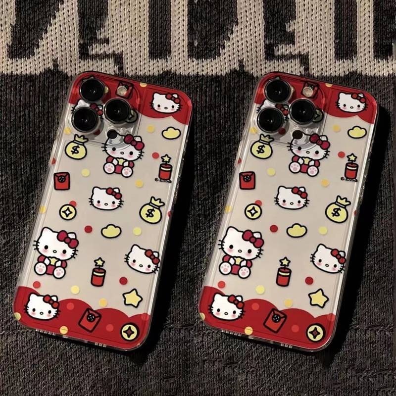 Red Envelope Hello Kitty Apple Iphone15 Phone Case 14promax Transparent 12 Space 7plus Soft Case Xs/Xr VpYO