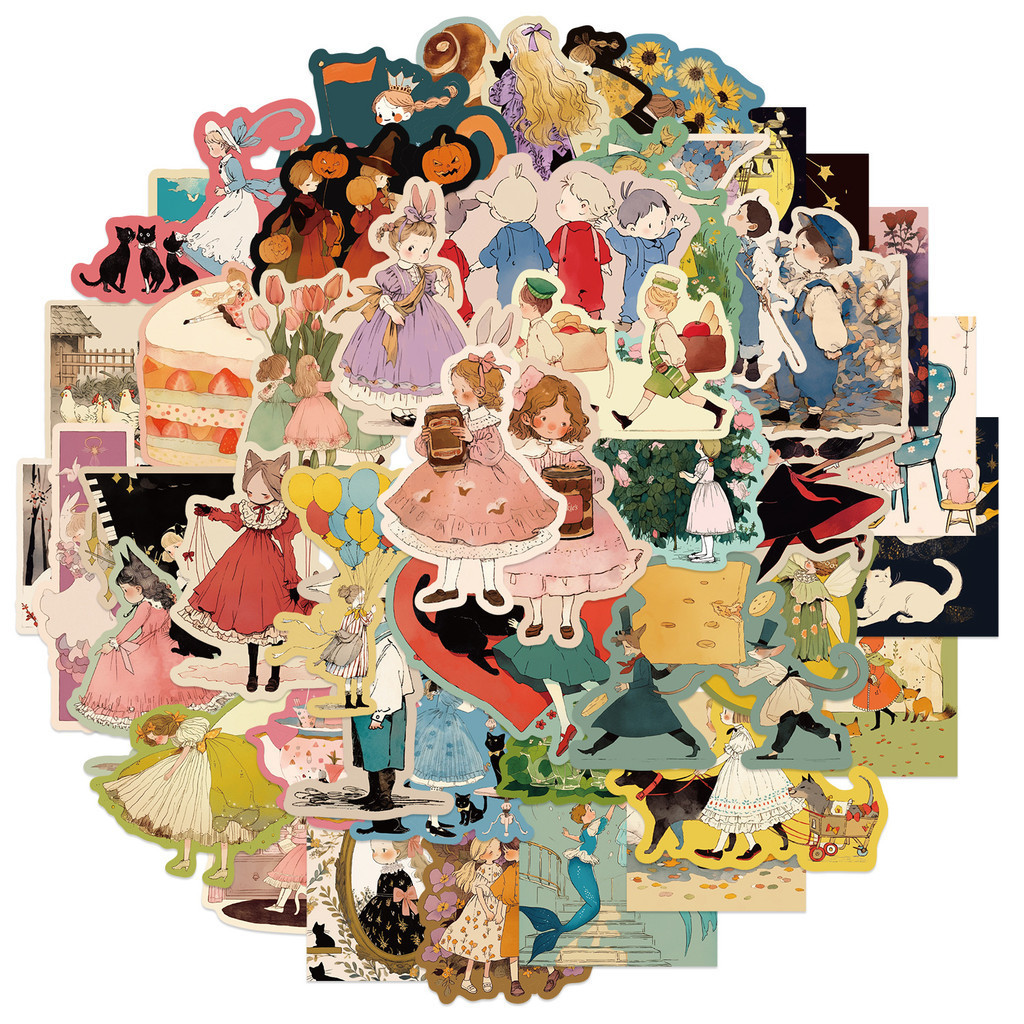 Lanlanstickersworld สติกเกอร์ ลายกราฟฟิตี้ Fairy Tales Fantasy กันน้ํา สําหรับติดตกแต่งหมวกกันน็อค จักรยาน 50 ชิ้น