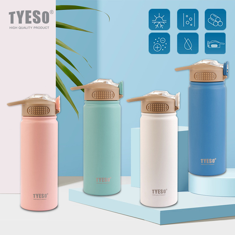 TYESO แก้วน้ำ กระบอกน้ำ 8871/8870กระบอกน้ำเก็บความเย็นและร้อนกระบอกน้ำเก็บอุณหภูมิพร้อมหลอด530/730ml