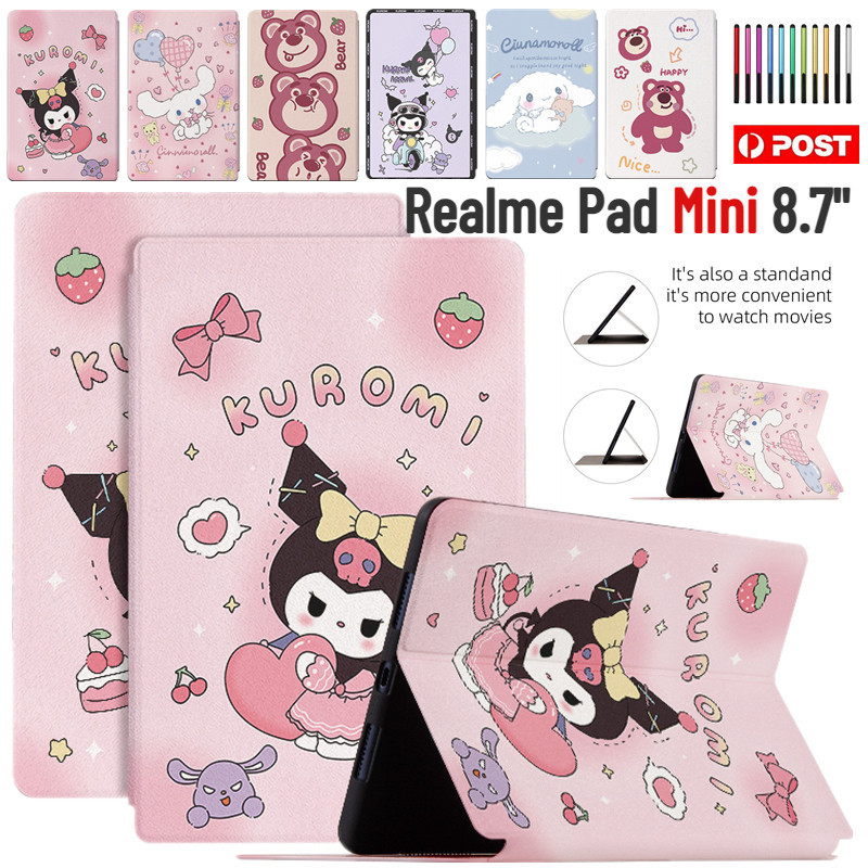 เคสแท็บเล็ต หนัง PU กันกระแทก ลายการ์ตูนน่ารัก พร้อมขาตั้ง สําหรับ Realme Pad Mini 8.7 นิ้ว