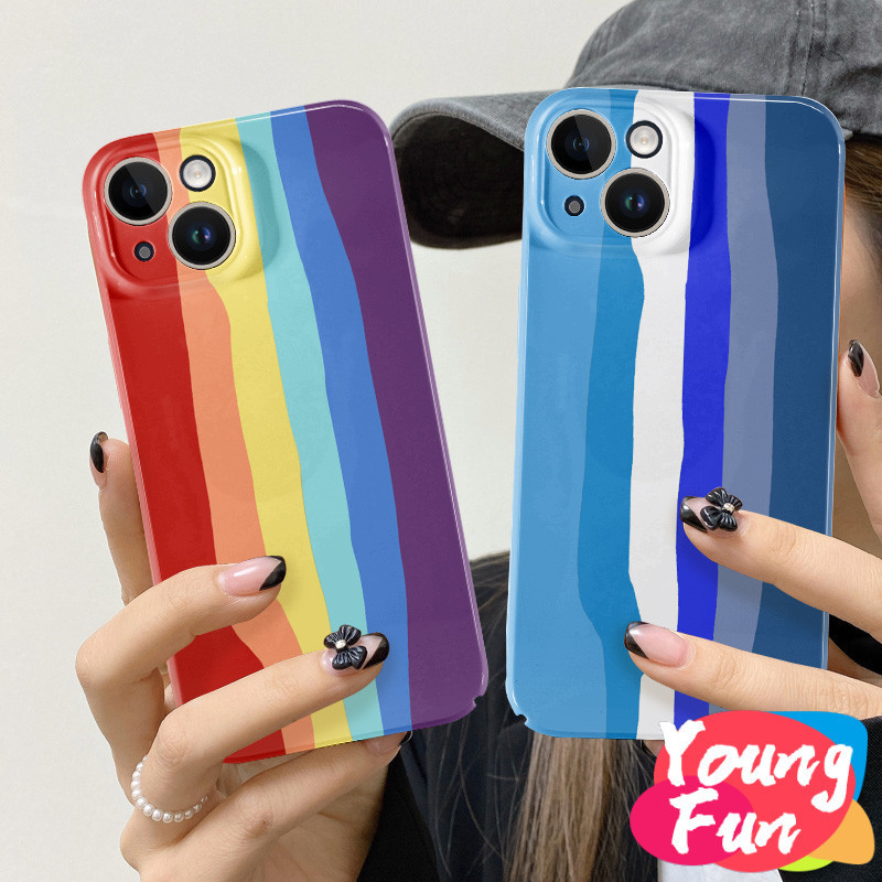 สําหรับ oppo ลายสีสันสดใส รุ้ง ผิวเงา A17 A57 A77 4G A96 A16 A16S A74 A55 A54 4G 5G A33 2020 A52 A72 A92 A15S A15S A31 A12E A3S A9 A5เคสโทรศัพท์มือถือแบบนิ่ม TPU กันกระแทก กันรอยกล้อง สีวาว