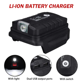【received in 3days】อะแดปเตอร์แบตเตอรี่ สําหรับ Makita 18V Li-ion พาวเวอร์แบงค์คู่ ที่ชาร์จโทรศัพท์ พอร์ตเอาต์พุต USB แปลง พร้อมไฟ LED ทํางาน