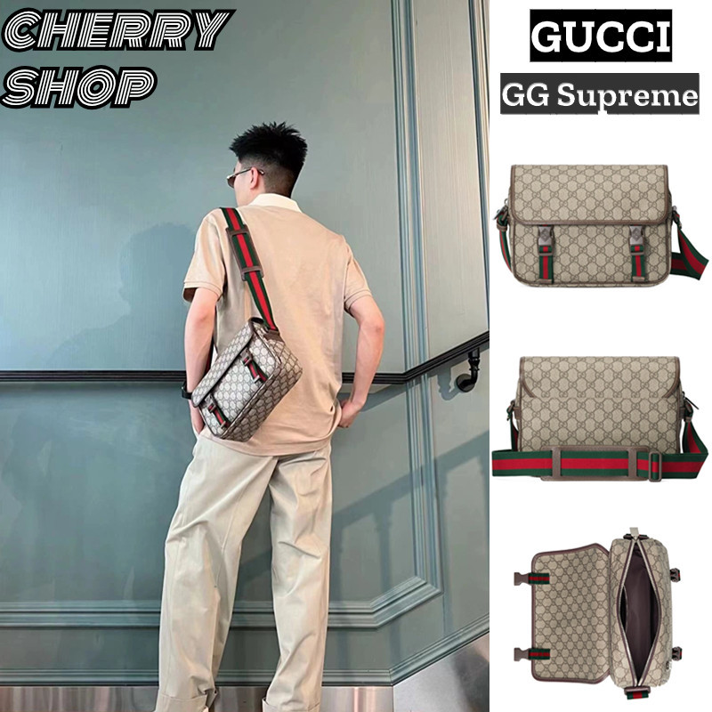 ราคาดีที่สุดของแท้ 100%กุชชี่ Gucci GG Messenger Baกระเป๋าสะพายข้างผู้ชาย