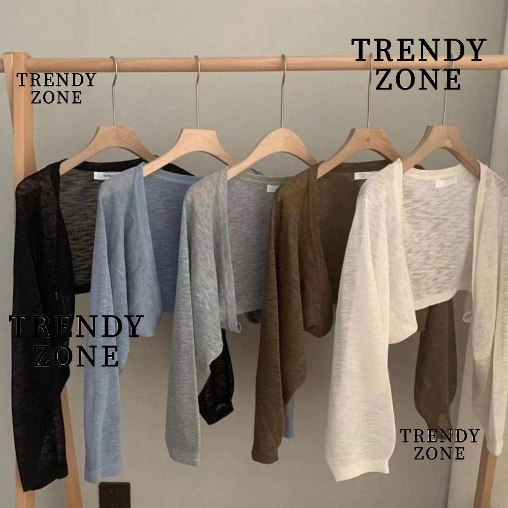 Trendyzone เสื้อคาร์ดิแกนกันแดด แขนยาว ผ้าโพลีเอสเตอร์ แบบบาง ป้องกันแดด แฟชั่นฤดูร้อน