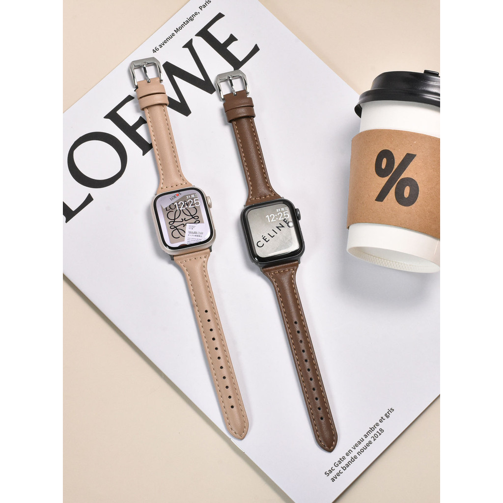Probefit สายนาฬิกาข้อมือ หนังวัวแท้ ขนาดเล็ก สไตล์เรโทร ฤดูใบไม้ร่วง ฤดูหนาว สําหรับ Apple Watch iwatch9 S8 SE 7 6 5 4 41 45 มม.