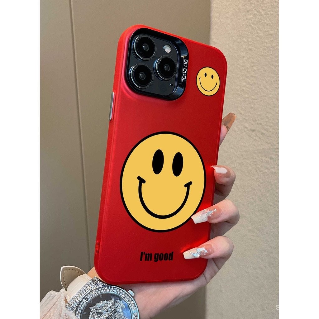 เคสโทรศัพท์มือถือ TPU กันกระแทก ลายหน้ายิ้ม สีเหลือง สําหรับ iPhone 11promax 13promax 14promax 15promax 15 14 13 12 pro max xr x xsmax 7 8 plus