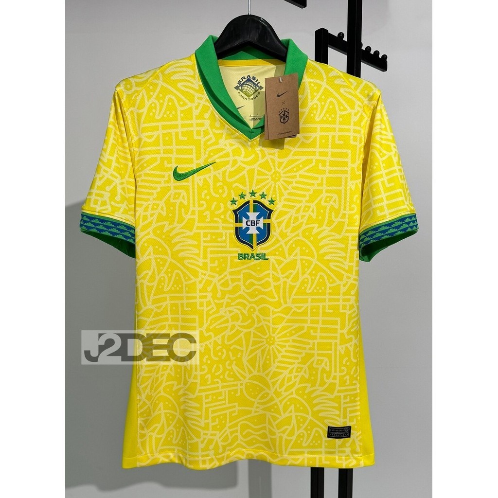 ใหม่ล่าสุด!!! เสื้อฟุตบอลทีมชาติ บราซิล Home ชุดเหย้า ยูโร 2024 เกรดแฟนบอล [ 3A ] สามารถสกรีนชื่อนักเตะได้