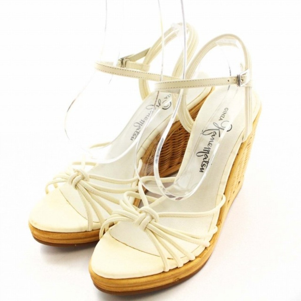 GINZA Kanematsu sandals leather 23.5cm ivory Direct from Japan Secondhand