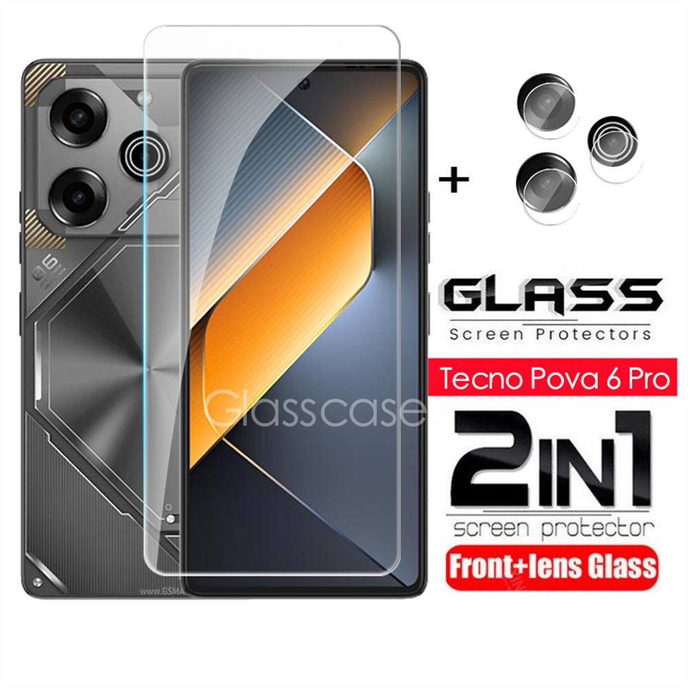 2 In 1 ป้องกันหน้าจอกระจกนิรภัยฟิล์มสําหรับ Tecno Pova 6 7 pro 6pro 6neo 7Ultra Pova7 Pova7Ultra Pov