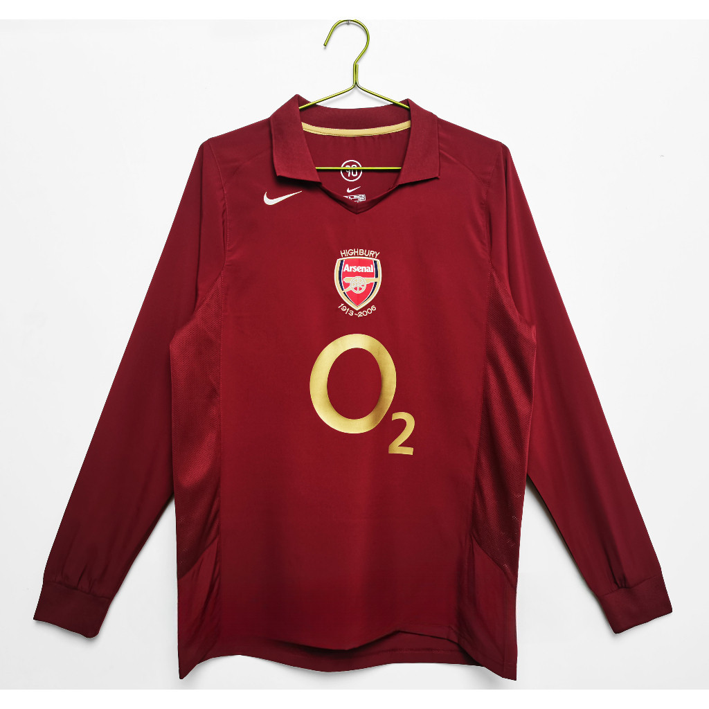 เสื้อกีฬาแขนยาว ลายทีมชาติฟุตบอล Arsenal 05-06 ชุดเหย้า สไตล์เรโทร #HENRY