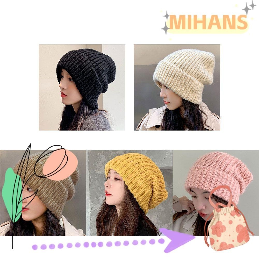 Mih หมวกบีนนี่ ผ้าถัก น่ารัก 5 สี สําหรับผู้หญิง