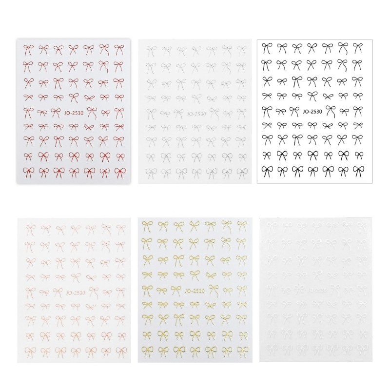 Camp Bowknot Nail Stickers Nail Art Stickers Decals Self-Adhesive Bows Nail Supplies
