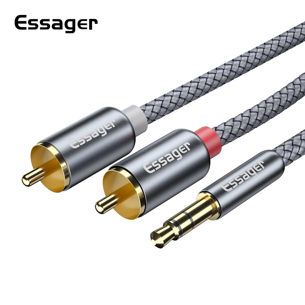 Essager สายเสียง RCA แจ็ค3.5มม. ไปยัง2RCA ตัวผู้แยกสาย Aux ตัวผู้สายออดิโออาร์ซีเอสำหรับลำโพงคอมพิวเตอร์เครื่องเล่นซีดี