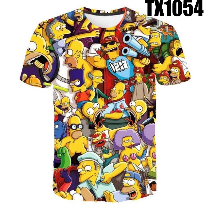 ใหม่ เสื้อยืดแขนสั้น พิมพ์ลาย Simpson 3 มิติ ขนาดใหญ่ สําหรับผู้ชาย