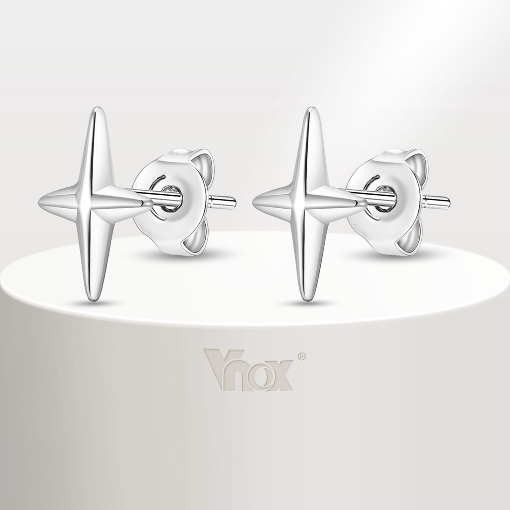 Vnox ต่างหูสแตนเลส รูปดอกกุหลาบ สไตล์เรโทร เครื่องประดับแฟชั่น สําหรับผู้ชาย