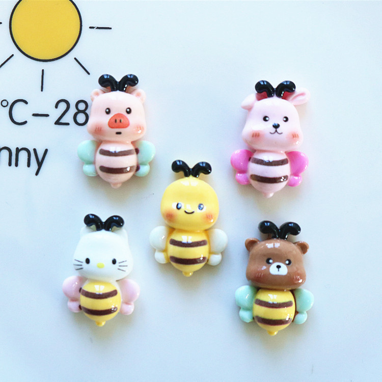 10 ชิ้น / แพ็ค การ์ตูนผึ้งเรซิ่น ด้านหลังแบน สําหรับ DIY ครีมเจล เคสโทรศัพท์ กิ๊บติดผม ตู้เย็น สติกเกอร์ อุปกรณ์ผม ทําวัสดุ