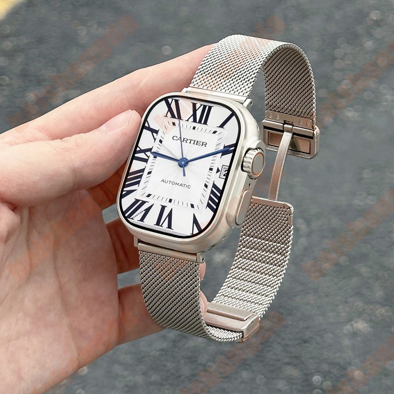 สายนาฬิกาข้อมือสเตนเลส หัวเข็มขัดแม่เหล็ก สําหรับ iWatch Ultra Band ขนาด 49/45/41/44/40 มม. รองรับ Series 8/7/6/SE/5