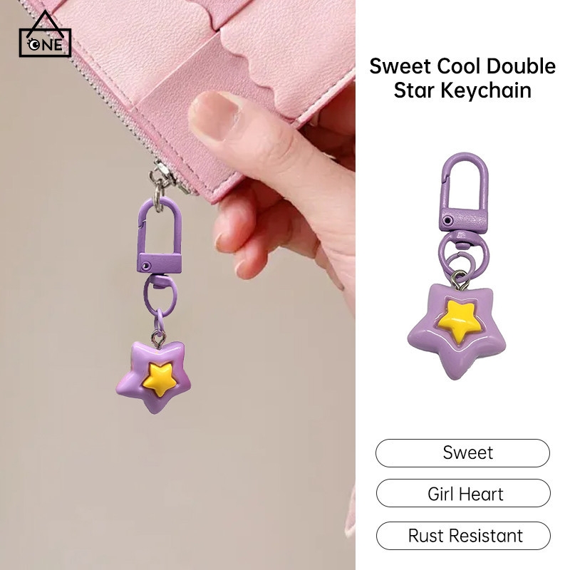 COD หวานเย็นดาว Keyfob หญิงสาวหัวใจห้าแฉกจี้ของขวัญเพื่อนสนิทจี้คู่-a.one