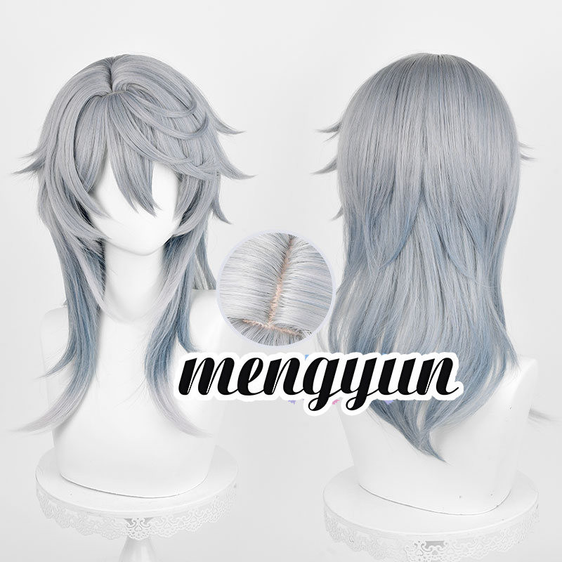 Manmei Honkai: Star Rail Sunday Wig 52cm Silver Gradient Long Hair Heat-Resistant Fiber Synthetic Wig Anime Cosplay Wigs
