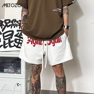 Metozone กางเกงขาสั้น กางเกงกีฬา พิมพ์ลายตัวอักษร ทรงหลวม เข…