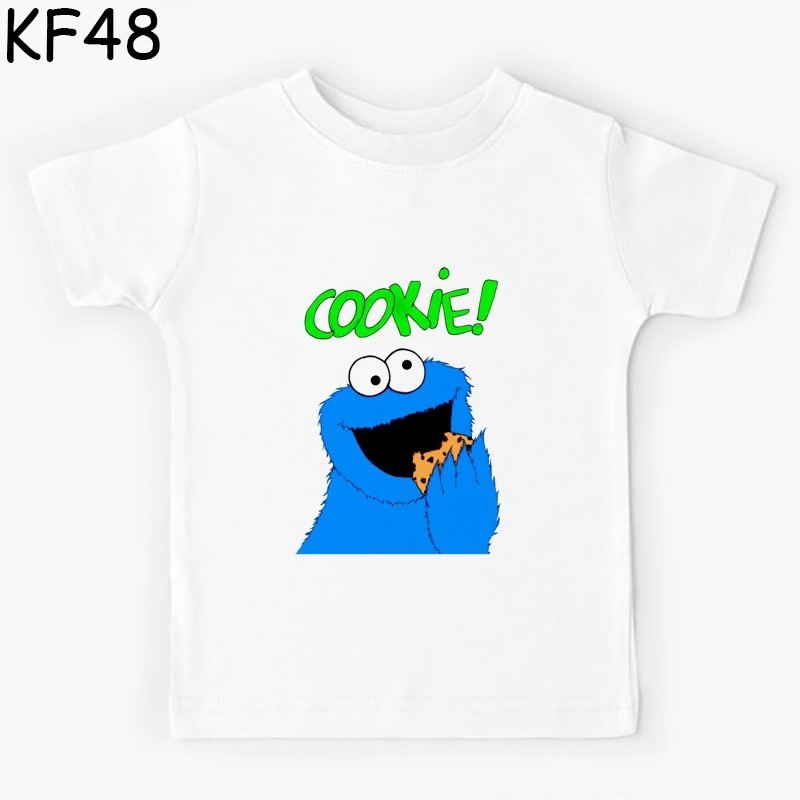 Sesame Street Shirt Unisex Baby Boys Girls Cookie Monster Shirt CHILDREN'S Funny T-shirt Fashion Cartoon Kids Top Short