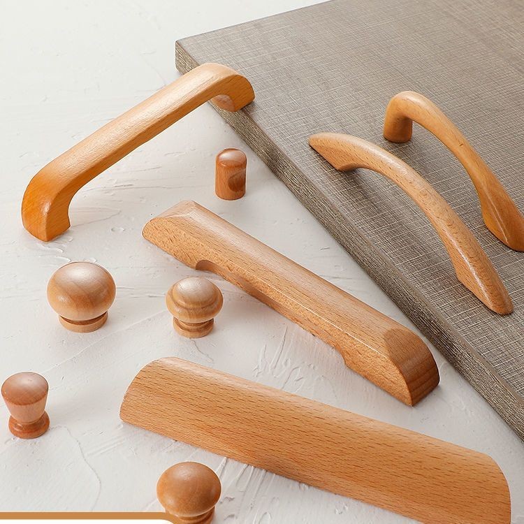 มือจับประตูตู้เสื้อผ้า ลิ้นชัก แบบไม้เนื้อแข็ง สไตล์นอร์ดิก แบบเรียบง่าย