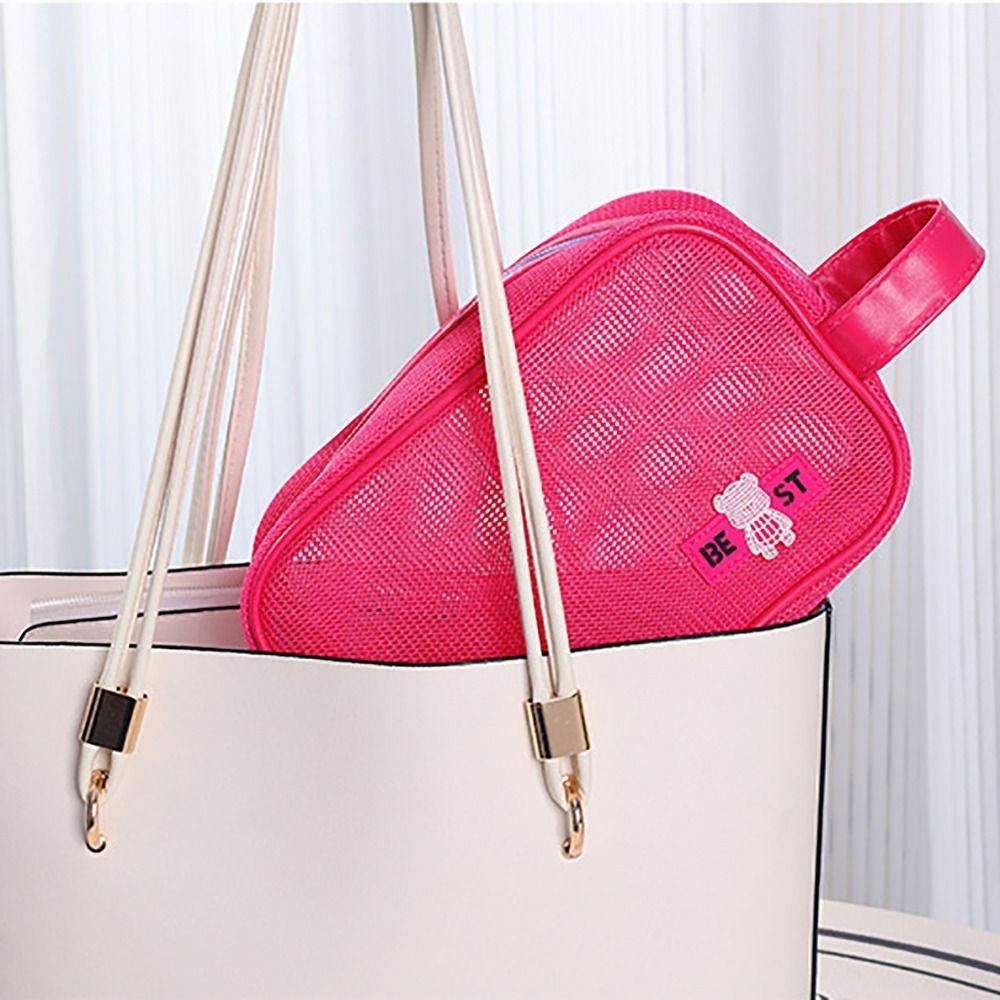 Uumir กระเป๋าแต่งหน้า, กระเป๋าเครื่องสําอางมีซิปความจุขนาดใหญ่, ตาข่ายแบบพกพาพร้อมที่จับถุงเก็บอุปกรณ์อาบน้ํา - รูปที่ 5