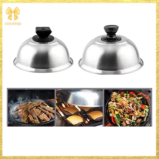 Chuffed> ฝาครอบหม้อ สเตนเลส ทรงกลม สําหรับย่างบาร์บีคิว เบอร์เกอร์ สเต็ก