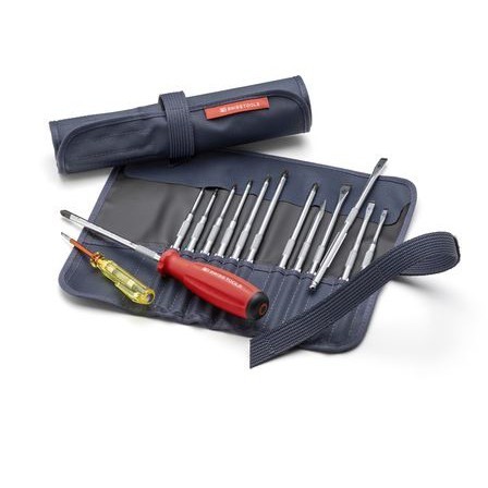 ไขควงแบน PB Swiss ชุดไขควงพร้อมซองผ้า 15 ตัว รวมไขควงวัดไฟ (PB8222)