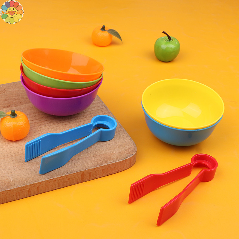 Gogo ชุดชามพลาสติก สีสันสดใส ของเล่นเสริมการเรียนรู้เด็ก