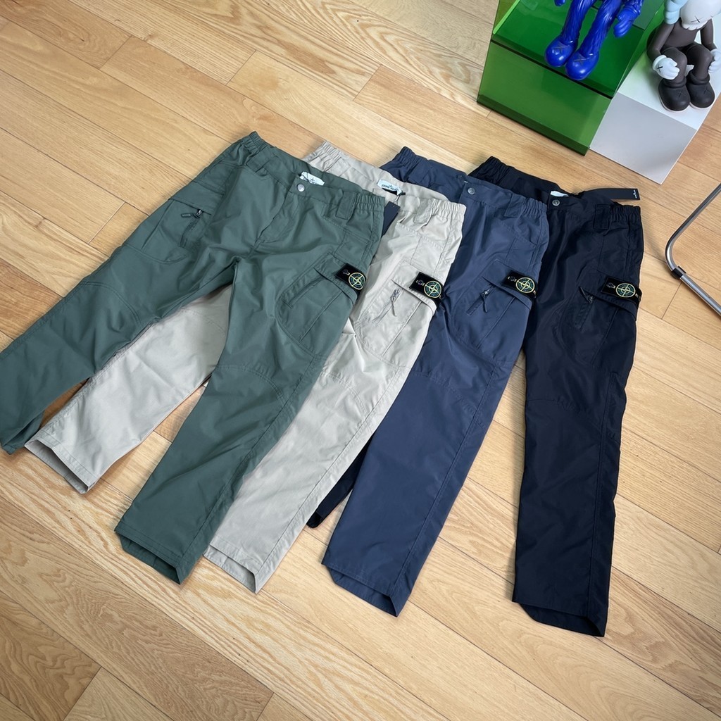 Stone island กางเกงคาร์โก้ลําลอง ผ้าฝ้ายแท้ ทรงตรง เข้ารูป มีหลายกระเป๋า แฟชั่นเรโทร สไตล์เกาหลี สําหรับผู้ชาย