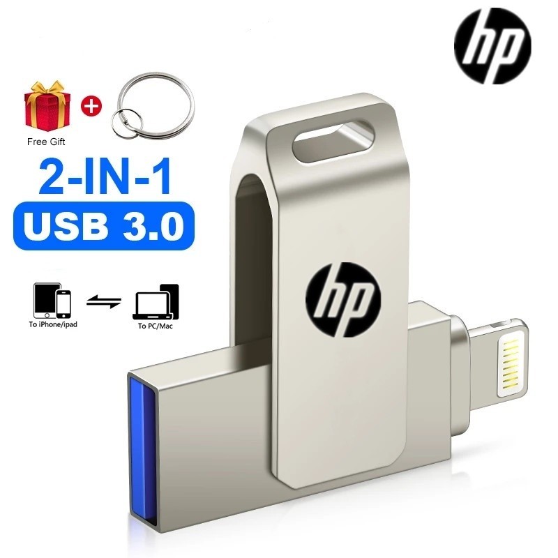 แฟลชไดรฟ์ OTG 2TB 2 in 1 USB 3.0 สําหรับ Iphone 256GB 128GB 64GB 32GB 16GB