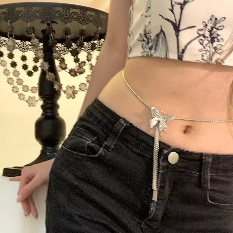 อารมณ์ลาวา ผีเสื้อ ปรับได้ สร้อยคอเอว โซ่ สําหรับผู้หญิง การออกแบบใหม่ เครื่องประดับโซ่ร่างกาย อเนกประสงค์