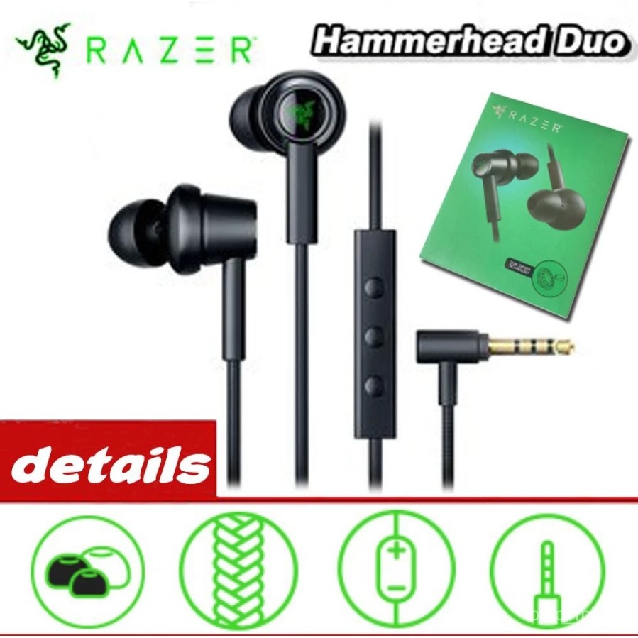 หูฟัง Razer Hammerhead Duo เข้ากันได้กับคอนโซลหูฟังแบบมีสายที่มีความหลากหลายสูงหูฟังแบบมีสายในหู