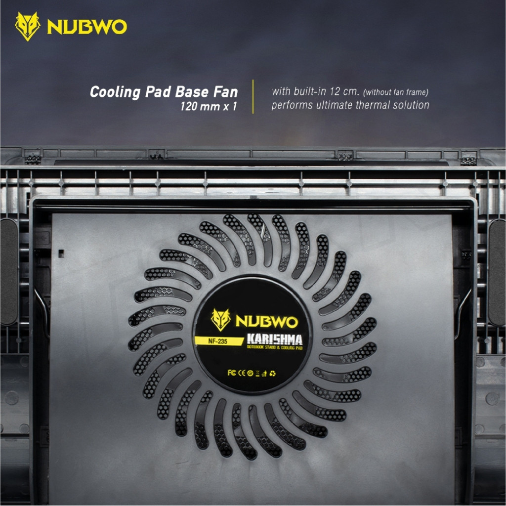 NUBWO พัดลมโน๊ตบุ๊ค พัดลมรองโน๊ตบุ๊ค 2 ใบพัดใหญ่ Cooler pad รุ่น NF-235 ปรับระดับความสูงได้