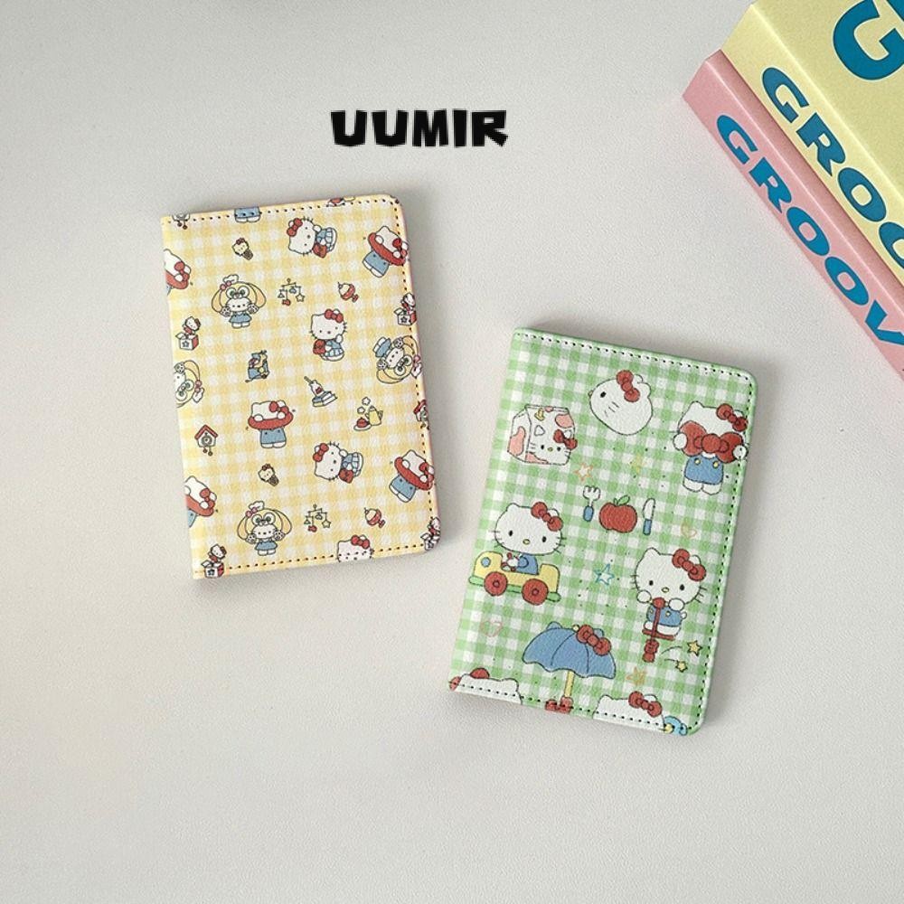 Uumir ที่ใส่หนังสือเดินทาง, กระเป๋าหนังสือเดินทางหนัง PU Hello Kitty, กระเป๋าสตางค์บัตรเครดิตอเนกประสงค์การ์ตูนบางเฉียบน่ารักอุปกรณ์การเดินทาง