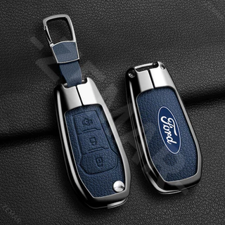 Ford ฝาครอบรถหนัง ปลอกรถ ฝาครอบโลหะผสมสังกะสี เคสป้องกันสมาร์ทคีย์ เคสกุญแจรถยนต์ พวงกุญแจรถยนต์ พวงกุญแจ อุปกรณ์เสริมรถยนต์ Ford Ranger Raptor Everest Fiesta Focus Mustang Escape Ecosport STI