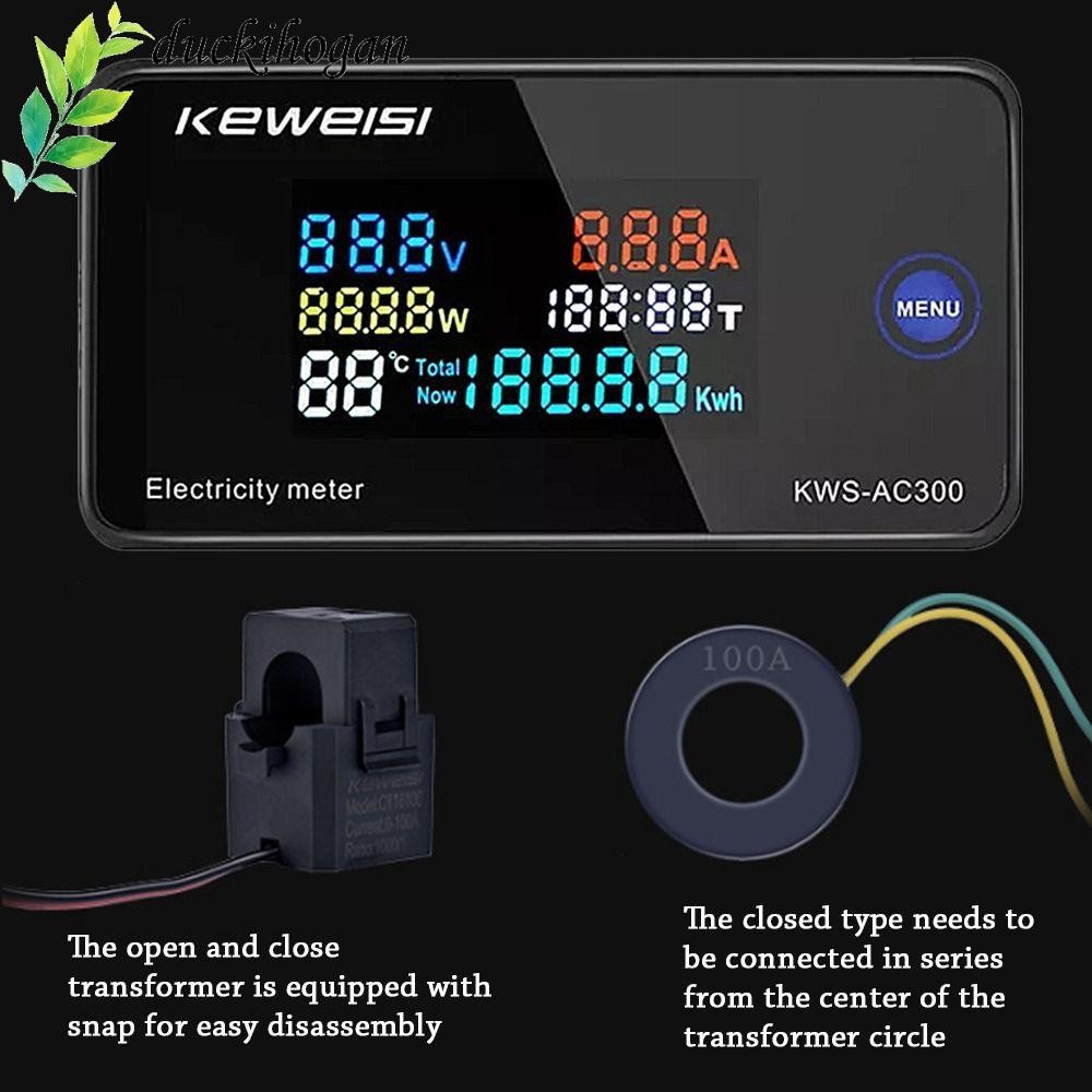 DUCQIHOGAN Digital AC Voltmeter Professional มัลติฟังก์ชั่น KWS-AC300 แอมป์มิเตอร์พลังงานกระแสไฟฟ้า