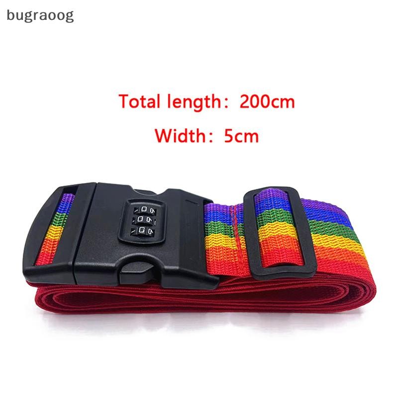 Bug 2 เมตร Rainbow รหัสผ่านล็อคกระเป๋าเดินทางกระเป๋า 3 หลักรหัสผ่านล็อคสายคล้องคอ Baggage เข็มขัด raoog