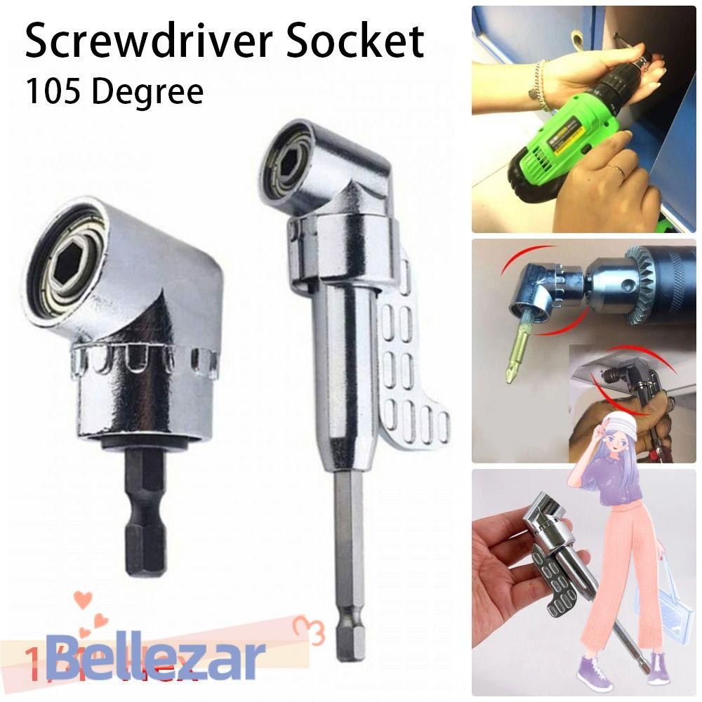 Bellezar 1 ชิ้นไขควงซ็อกเก็ต,ผู้ถือ Adaptor 1/4 Hex Shank มุมขวาเจาะบิต,ทนทานปรับมุม 105 องศาสกรูเครื่องมือไดร์เวอร์