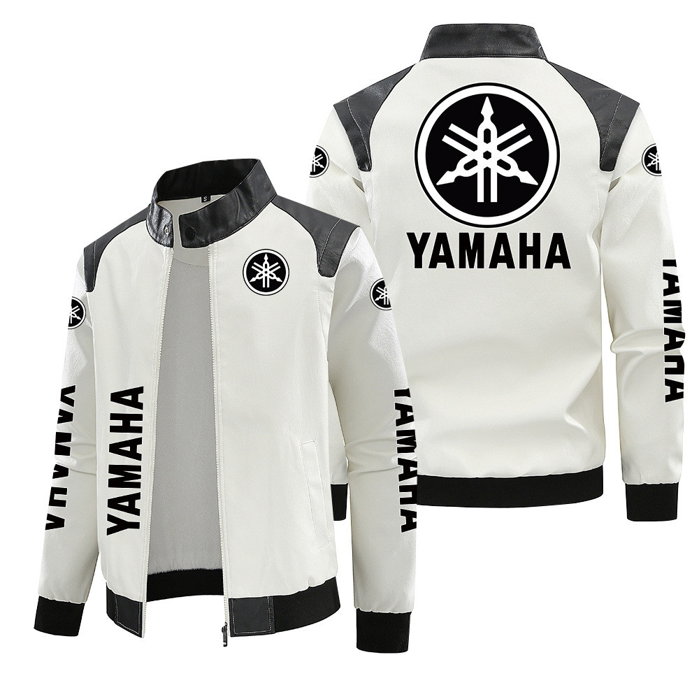 Yamaha Leather Jacket, Stand-Up Collar Zipper Windbreaker, Retro Racing Jersey, R1, XMAX, JOG, Motor